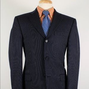 Burberry London 38R Navy Stripe 3B Sport Coat 41-2
